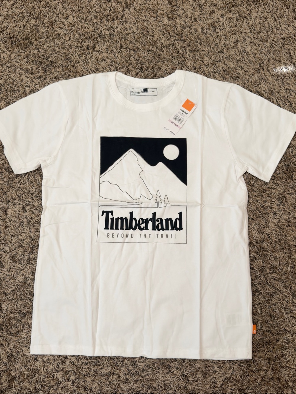 Timberland White Short-Sleeve Graphic Mountain Logo Tee